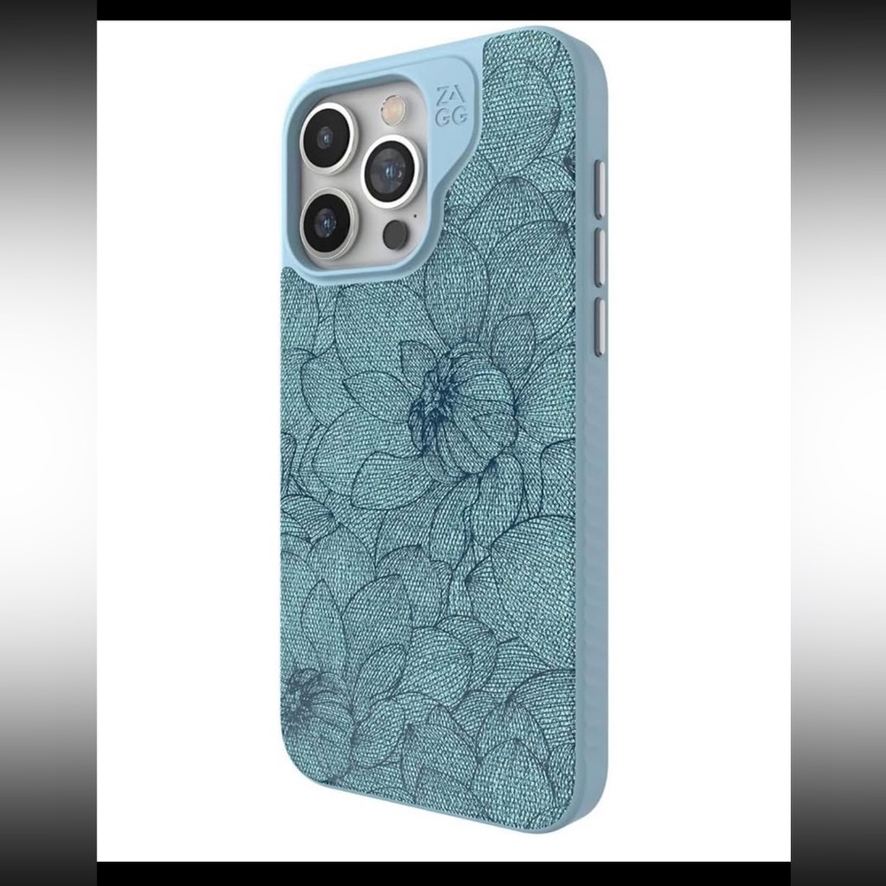 NEW ZAGG London Snap Case for iPhone 15 Pro Max Floral Teal Protective Case